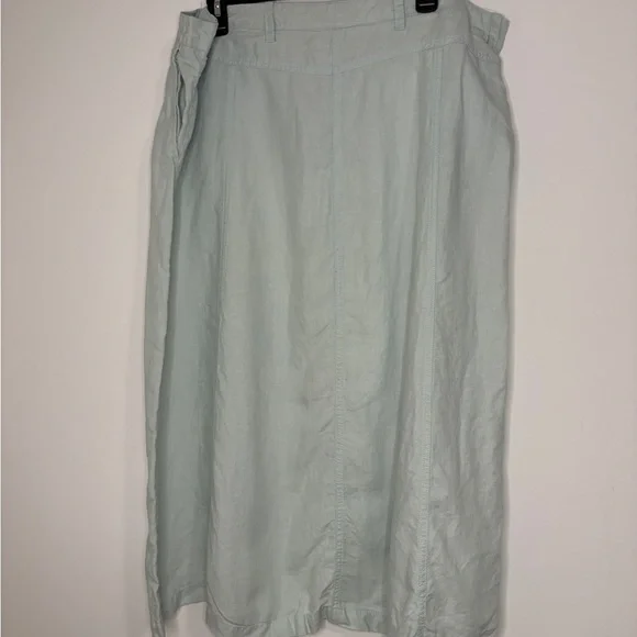 Talbot Maxi Skirt 100% Linen A-Line Sz 18 Seafoam Green Lagenlook Coastal Resort - Picture 2 of 10